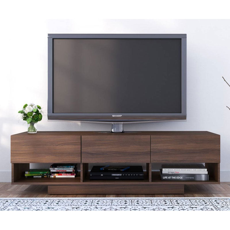 Nexera Rustik TV Stand 105131, media console installed living room front view