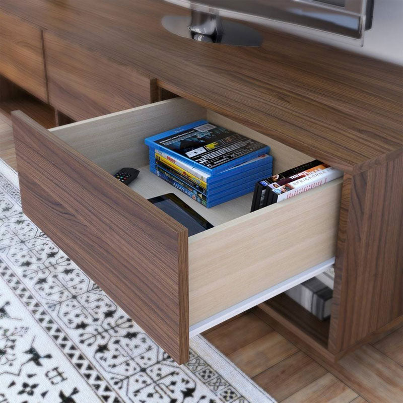 Nexera Rustik TV Stand 105131, media console drawer storage detail