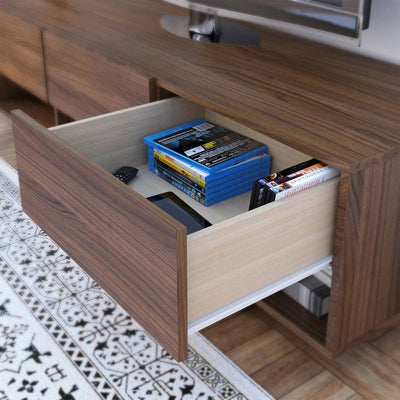 Nexera Rustik TV Stand 105131, media console drawer storage detail