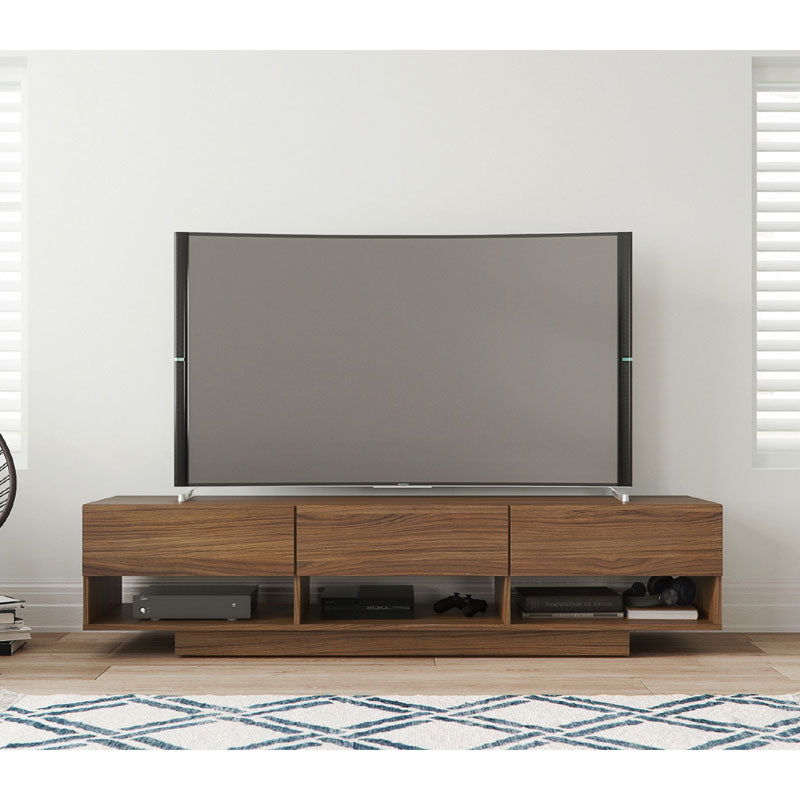 Nexera Rustik TV Stand 105431, walnut media console in room setting