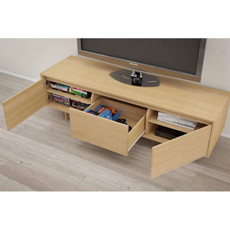 Nexera Rustik TV Stand 107205, media console with drawers open