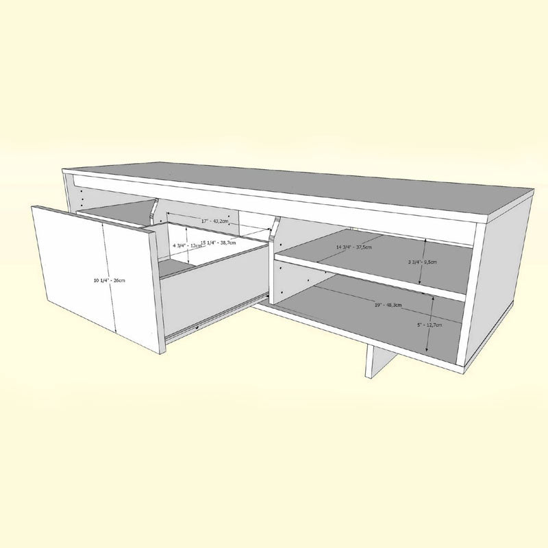 Nexera Rustik TV Stand 107205, media console interior dimensions diagram