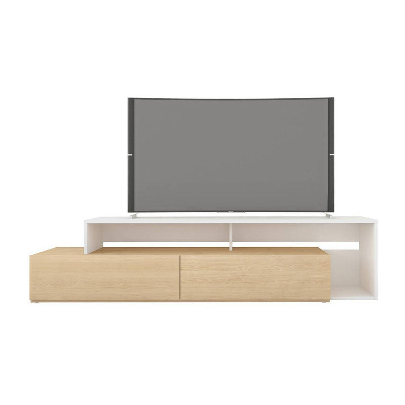 Nexera Tonik TV Stand (70-inch, Natural Maple and White) 112039