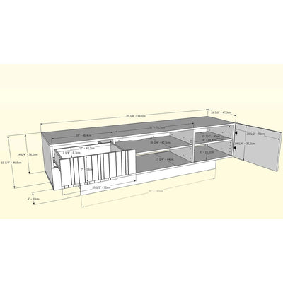 Nexera Marble Series TV Stand 115403, white media console technical illustration