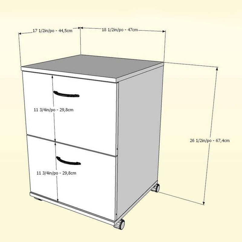Nexera Essentials Mobile Filing Cabinet 12093, mobile printer cabinet technical dimensions