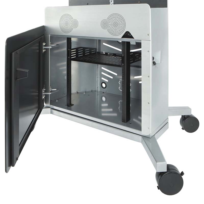 iCartTX Large Format Mobile AV Cart ELT-2100L, mobile presentation cart cabinet interior close-up