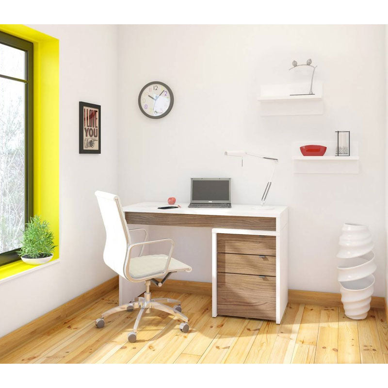 Nexera Liber-T Desk Panel 211303, corner desk installed home office view
