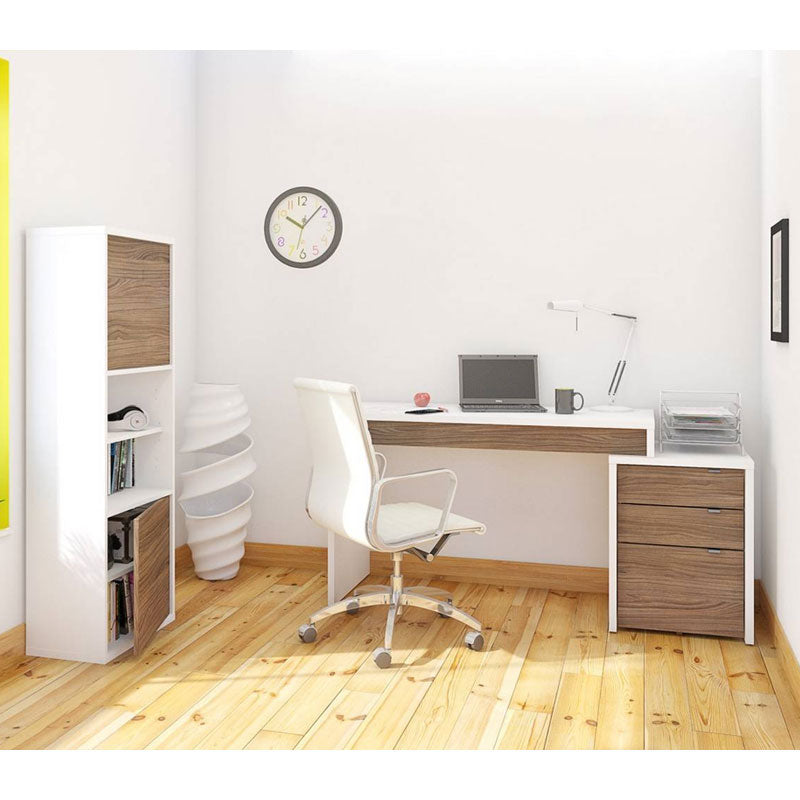 Nexera Liber-T Desk Panel 211303, desk with storage installed home office view