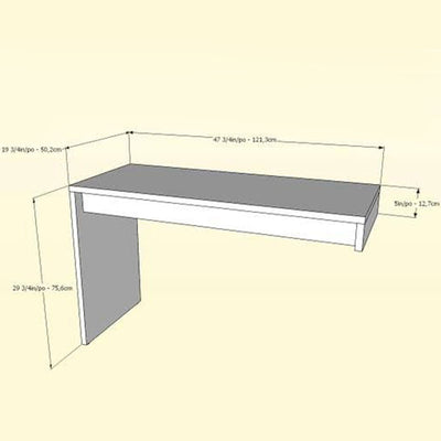 Nexera Liber-T Desk Panel 211303, desk return dimensions diagram
