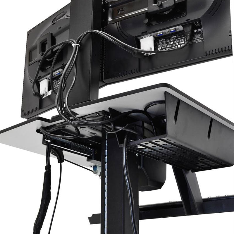 Ergotron Sit-Stand Workstation 24-216-085, sit-stand computer workstation rear cable-management view