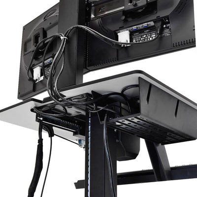 Ergotron Sit-Stand Workstation 24-216-085, sit-stand computer workstation rear cable-management view