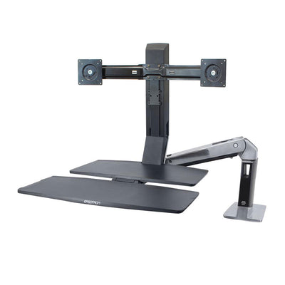 Ergotron Sit-Stand Desk Arm 24-316-026, dual-monitor sit-stand workstation with keyboard tray