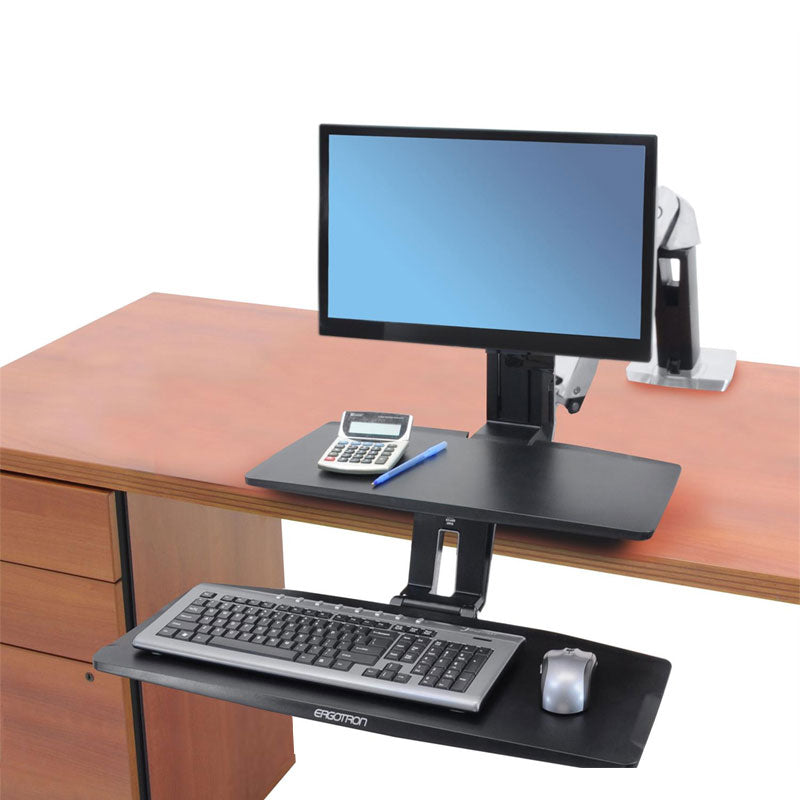 Ergotron Sit-Stand Desk Arm 24-391-026, sit-stand monitor workstation front view