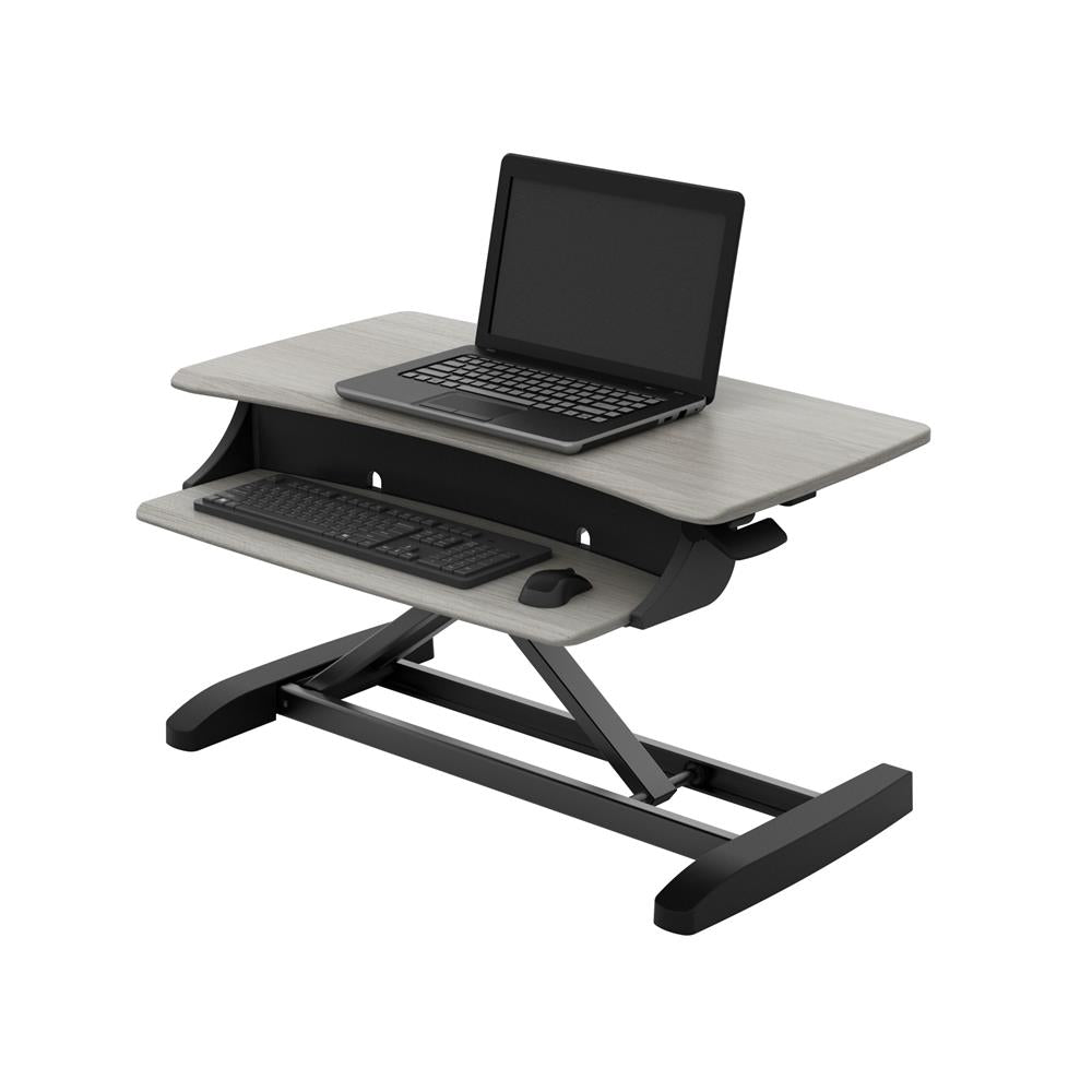 Ergotron Sit-Stand Desk Converter 33-458-917, sit-stand desk converter raised with laptop