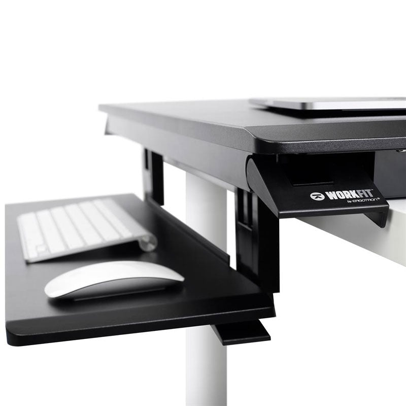 Ergotron Sit-Stand Desk Converter 33-467-921, keyboard tray and work-surface detail