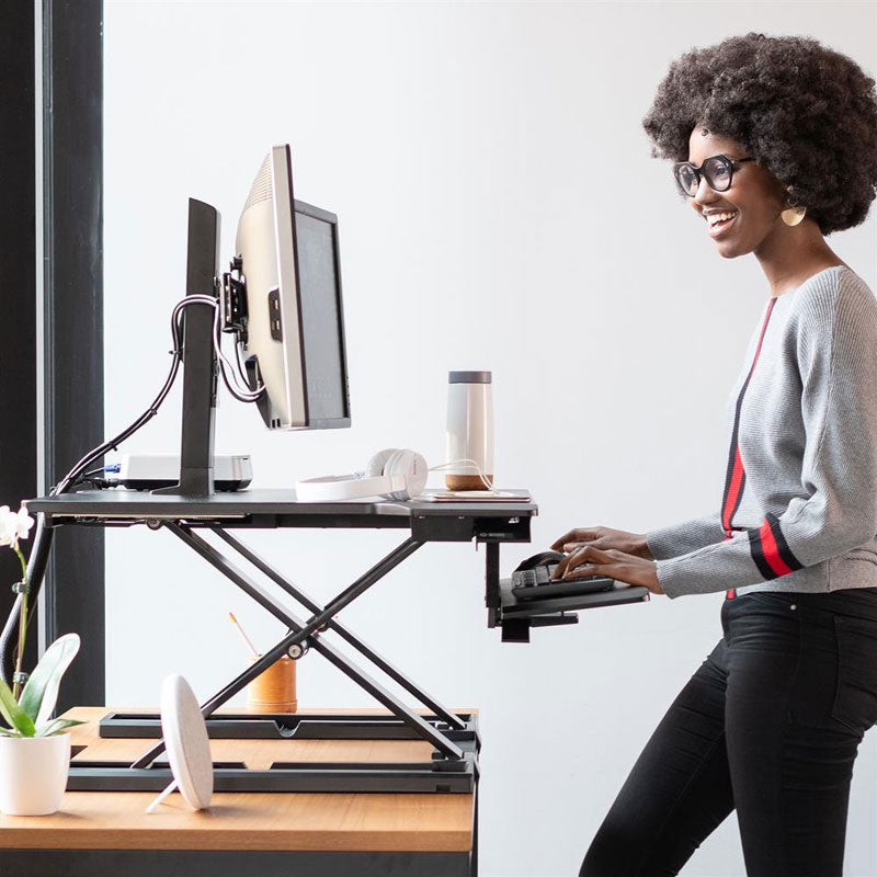 Ergotron Sit-Stand Desk Converter 33-467-921, desktop converter in standing workstation use