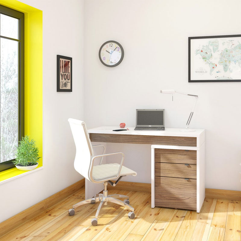 Nexera Liber-T Home Office Set (2 Piece, White and Walnut) 400609