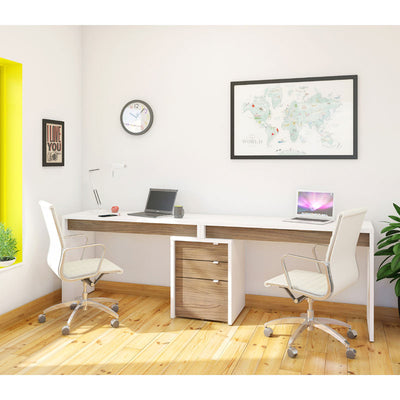 Nexera Liber-T Home Office Set (3 Piece, White and Walnut) 400610
