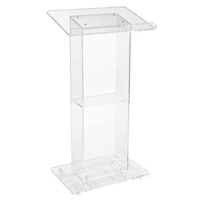 Oklahoma Sound Modern Clear Acrylic Lectern with Center Shelf 401S
