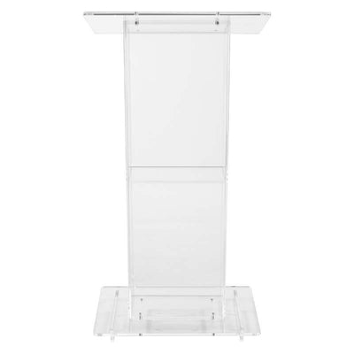 Oklahoma Sound Modern Clear Acrylic Lectern with Center Shelf 401S, clear acrylic lectern rear view