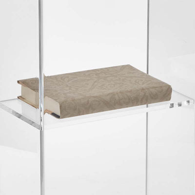 Oklahoma Sound Modern Clear Acrylic Lectern with Center Shelf 401S, clear acrylic lectern shelf close-up