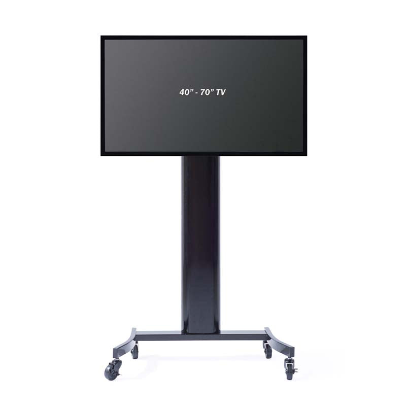 TransDeco Curved Wood 40 to 80 inch TV Pedestal Stand TD581GB, mobile display cart front view