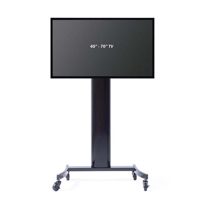 TransDeco Curved Wood 40 to 80 inch TV Pedestal Stand TD581GB, mobile display cart front view