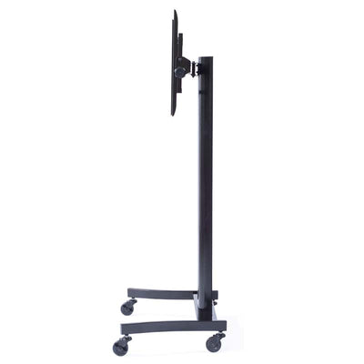 TransDeco Curved Wood 40 to 80 inch TV Pedestal Stand TD581GB, mobile display cart side profile