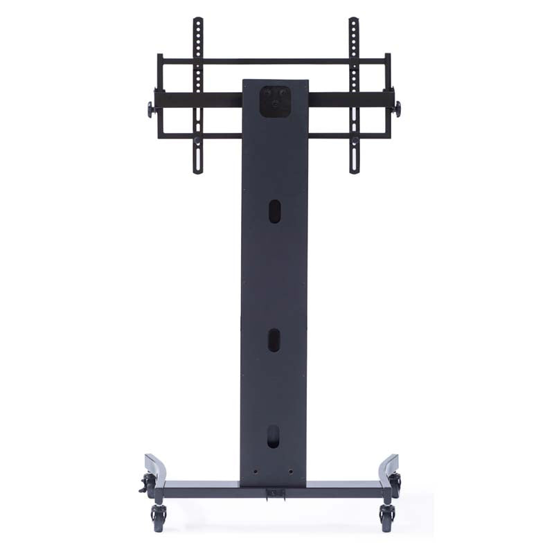 TransDeco Curved Wood 40 to 80 inch TV Pedestal Stand TD581GB, mobile display cart rear view