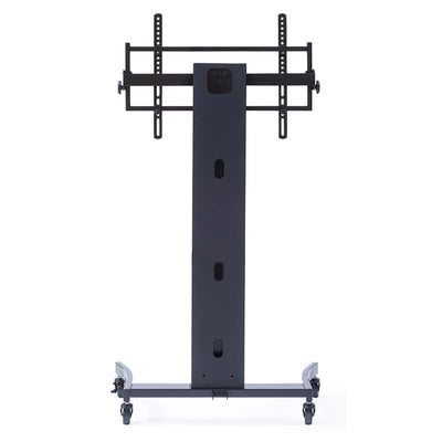 TransDeco Curved Wood 40 to 80 inch TV Pedestal Stand TD581GB, mobile display cart rear view