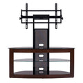 TransDeco Glass TV Stand with Mounting System for 35 to 65 inch Screens (Dark Oak and Black) TD600DB