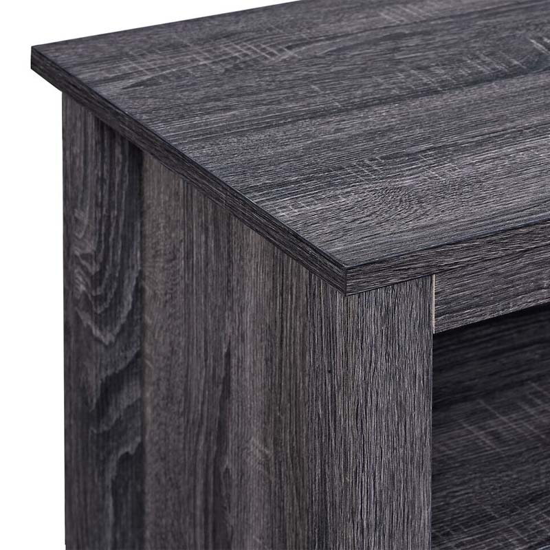 Walker Edison Essentials 70 inch TV Stand W70CSPCL, gray media console wood finish detail