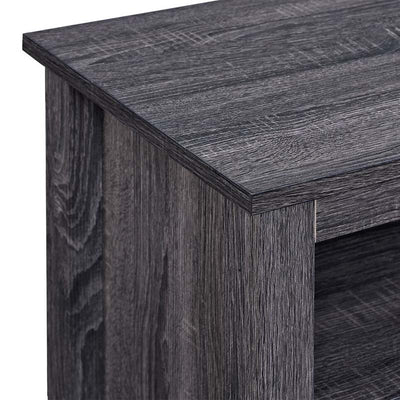 Walker Edison Essentials 70 inch TV Stand W70CSPCL, gray media console wood finish detail