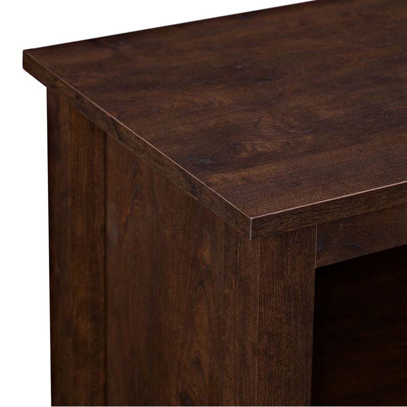 Walker Edison Essentials 70 inch TV Stand W70CSPTB, media console wood-grain finish detail