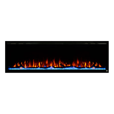 Touchstone Sideline Elite Recessed Smart Electric Fireplace 80044, linear electric fireplace with orange and blue flames
