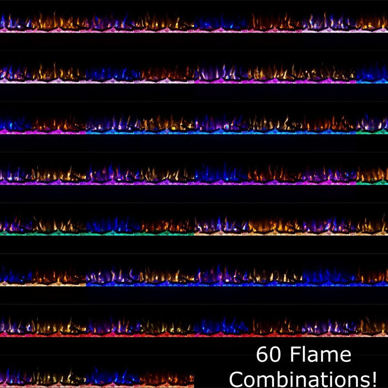 Touchstone Sideline Elite Recessed Smart Electric Fireplace 80044, electric fireplace flame color combinations chart