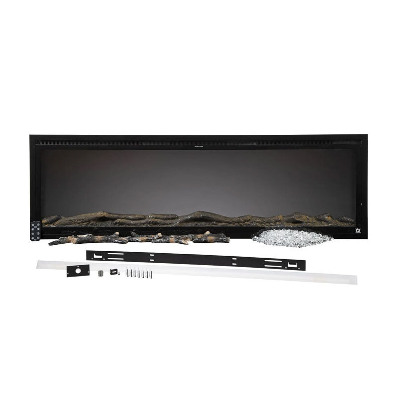 Touchstone Sideline Elite Recessed Smart Electric Fireplace 80044, linear electric fireplace components and media kit