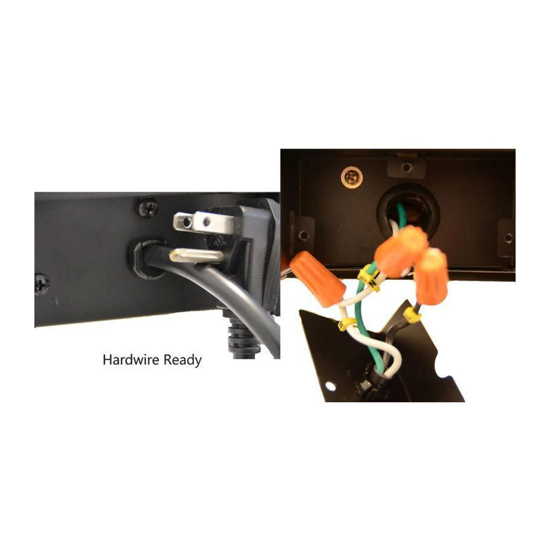 Touchstone Sideline Elite Recessed Smart Electric Fireplace 80044, electric fireplace hardwire connection detail