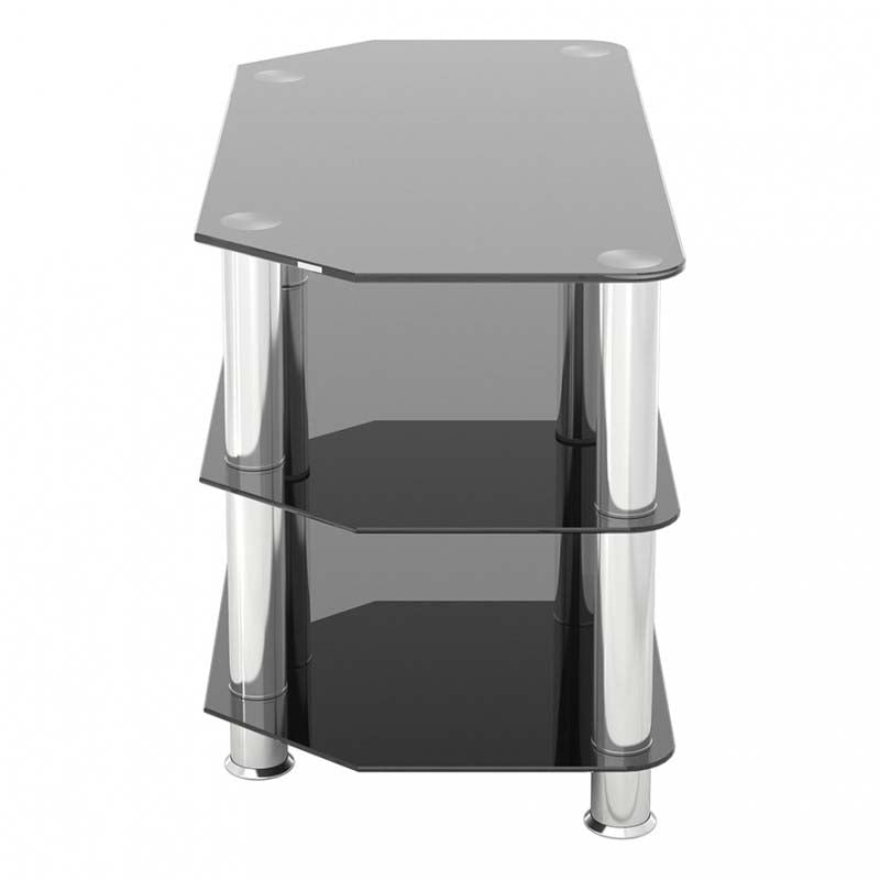 AVF SDC Series Glass Corner TV Stand SDC800-A, black glass TV stand side view