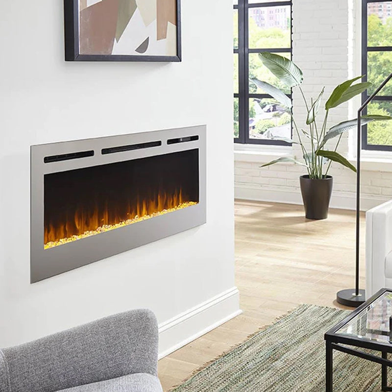 Touchstone Sideline DLX Recessed Electric Fireplace 86273, electric fireplace installed on wall