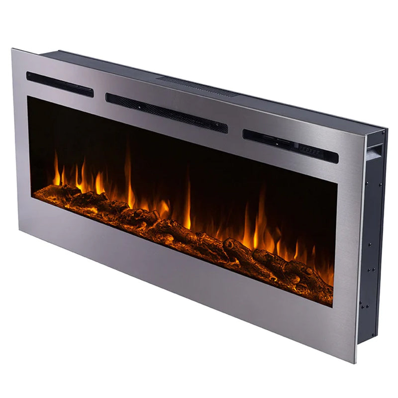 Touchstone Sideline Recessed Electric Fireplace (50 inch, Stainless Steel) 