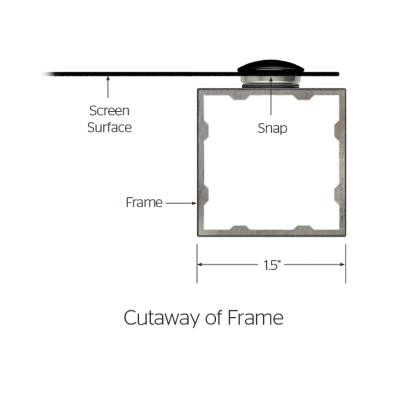 Da-Lite 38151V Da-Snap Fixed Frame, frame cross-section diagram