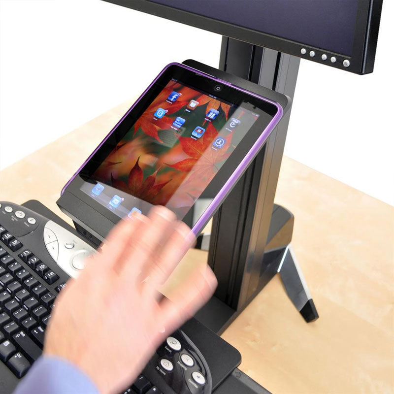Ergotron Tablet or Document Holder 97-558-200, workstation tablet holder in use
