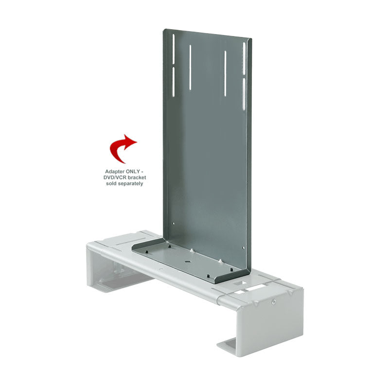 Peerless-AV VCR DVD Mount Connector ACC931, silver equipment adapter bracket on a rail base