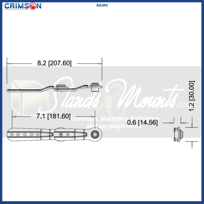 Crimson Adapter Extender for JR3 Projector Mount ADJR3, extension arm dimensions diagram