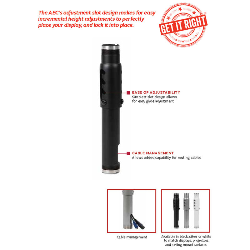 Peerless-AV Adjustable Extension Column AEC006009-W, adjustable extension column features and cable management