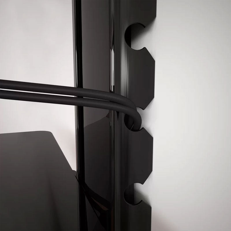 AVF Adjustable Single AV Component Shelf AS100-A, display mount cable routing close-up