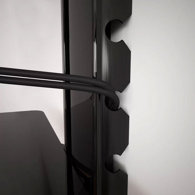 AVF Adjustable Single AV Component Shelf AS100-A, display mount cable routing close-up