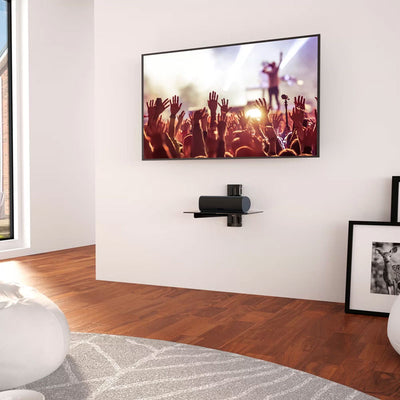 AVF Adjustable Single AV Component Shelf AS100-A, wall-mounted TV with media shelf