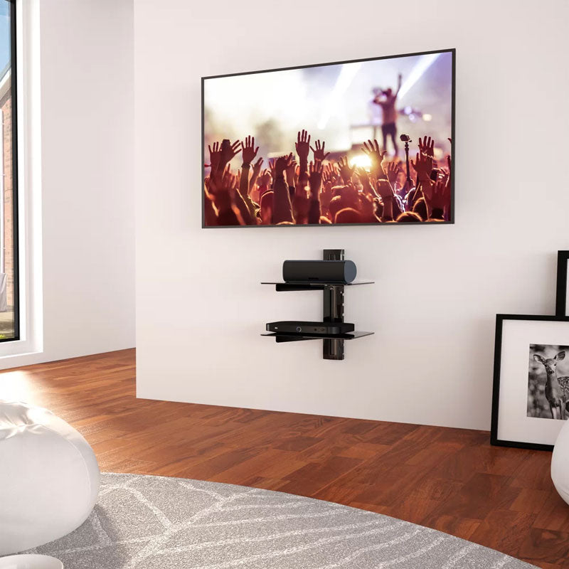 AVF Adjustable Dual AV Component Shelves AS200-A, wall-mounted display with component shelves